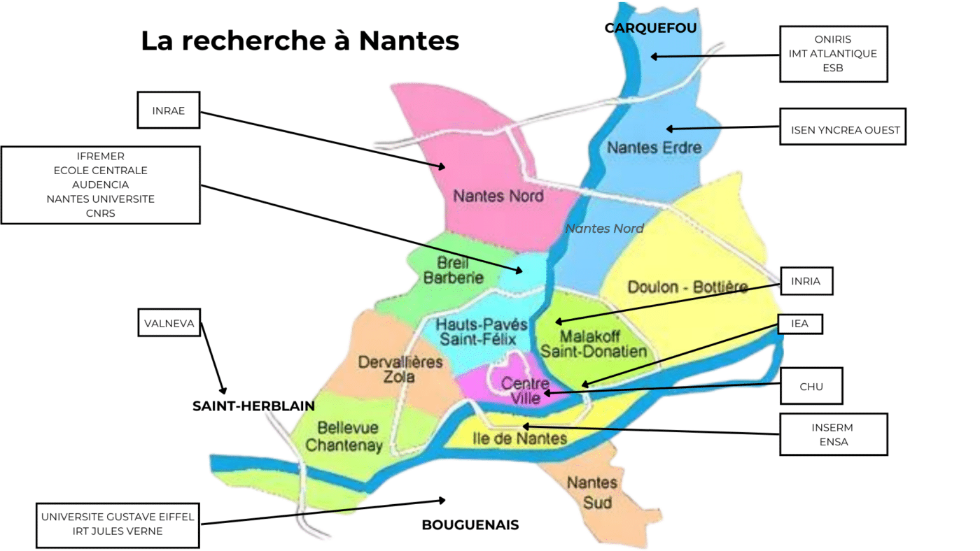 Carte Nantes organismes et quartiers